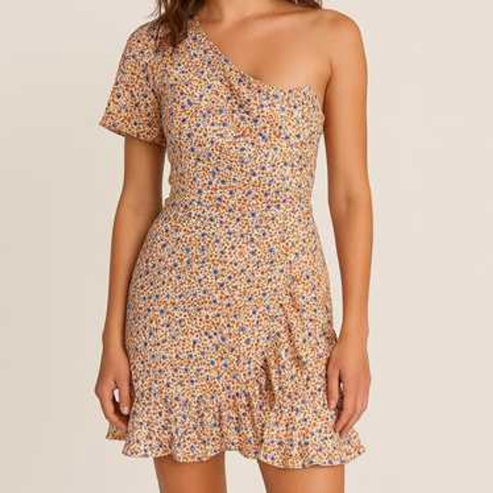 Lush Women's Floral Ditzy Asymmetrical Mini Dress